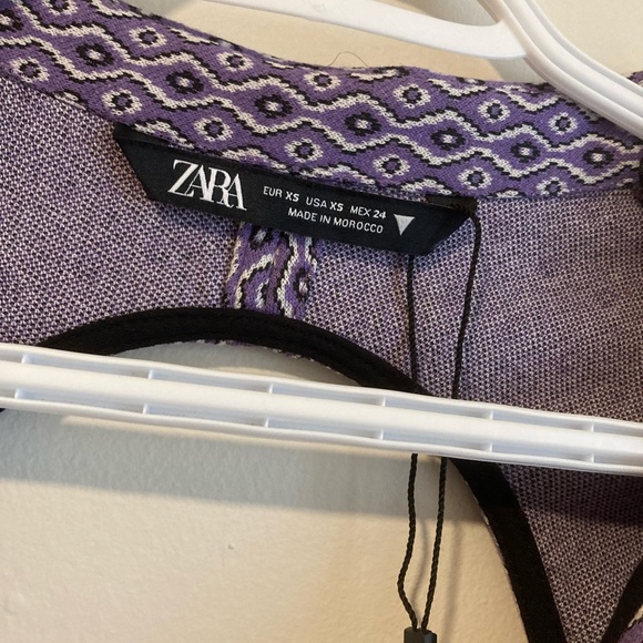 Zara Purple Printed Body Suit Snap Closure Women’s XS Extra Small *NWOT* - Picture 4 of 4